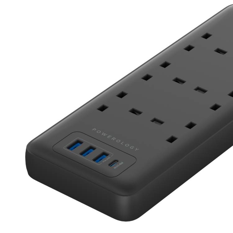 Powerology Power Hub Multiport Power Extension Quick Charge Black [PSMSUPDBK]