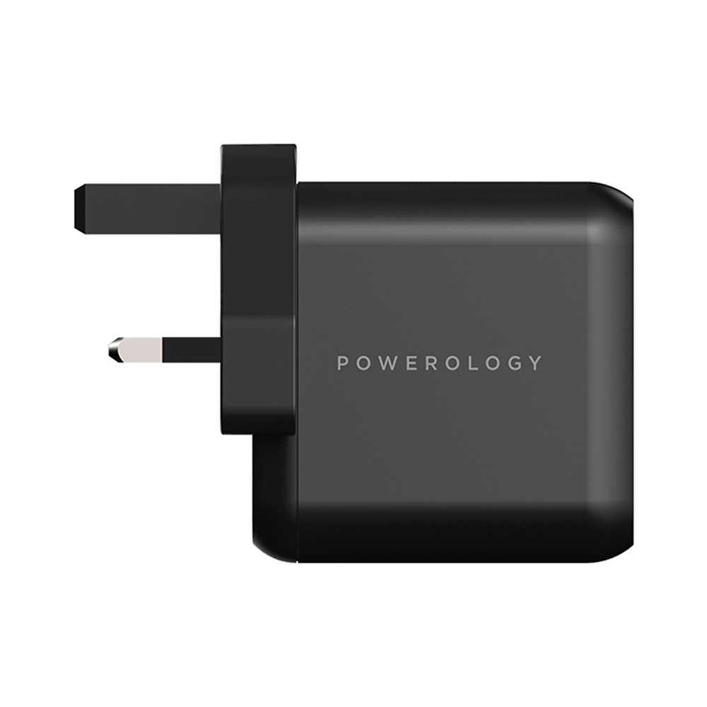 Powerology Cables And Chargers Compact 3 Output GAN Charger 65W PD Black [P65PDWUKBK]