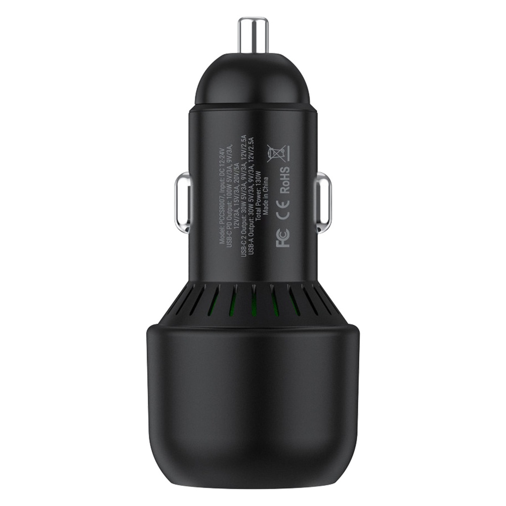 Powerology Cables And Chargers Ultra Quick Car Charger 130W Fire Retardant Black [PCCSR007]