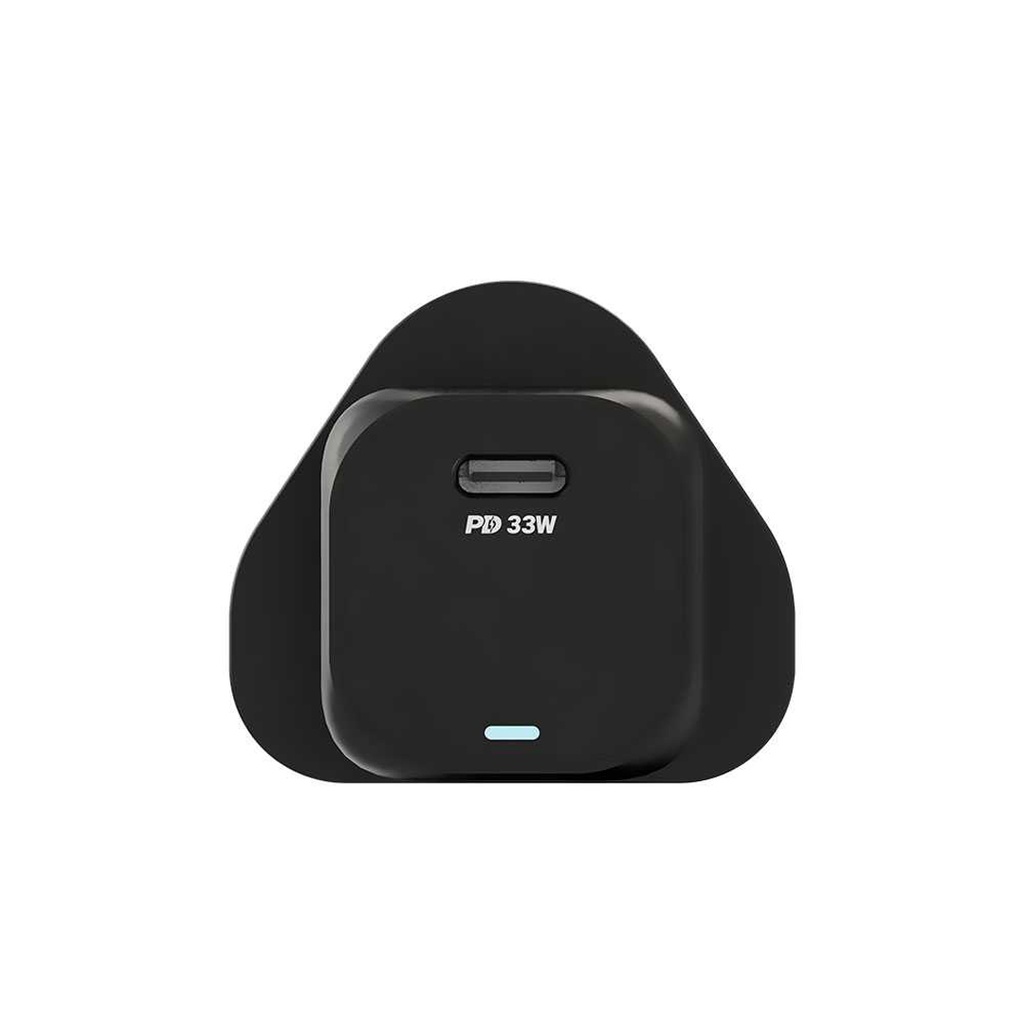 Powerology Cables And Chargers 33W GaN PD Charger USB-C Fast Charging Black [PWCUQC009-BK]