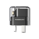 Powerology Cables And Chargers Crystalline Series Dual PD GaN Charger With Folding Plugs Built-In Safeguard Black [PWCUQC020]