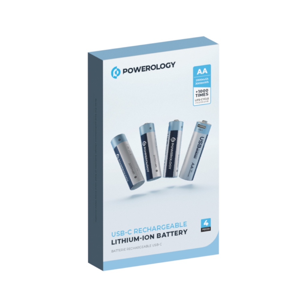 Powerology USB-C Rechargeable Lithium-Ion AA Battery