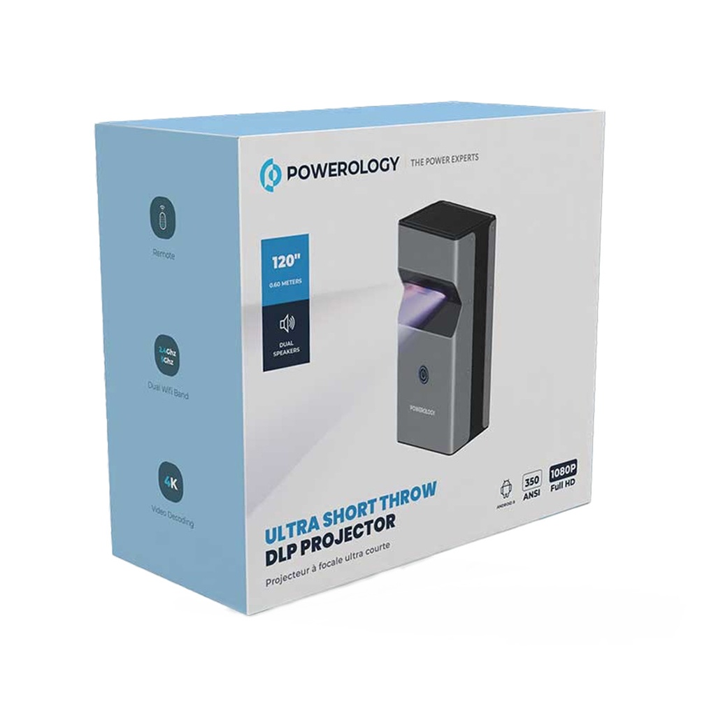 Powerology 4K Ultra Short Throw DLP Projector 2+16GB	