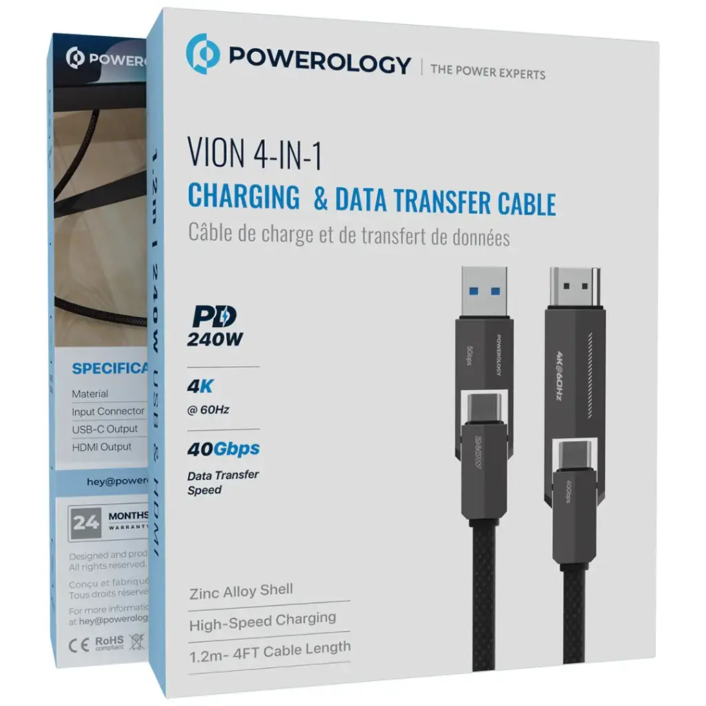 Powerology Vion 4-In-1 Charging & Data Transfer Cable - Black.webp