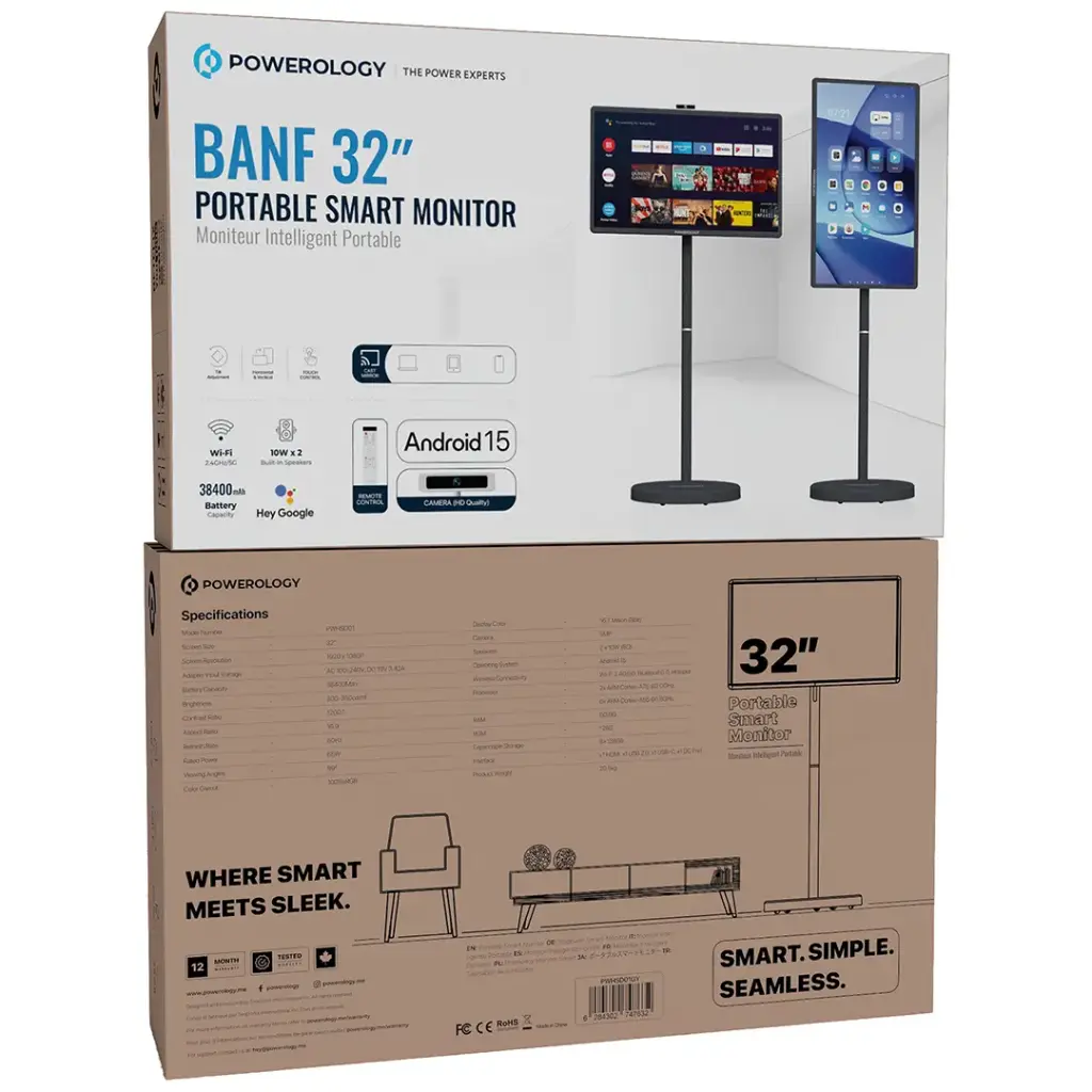 Powerology Banf 32 Portable Smart Monitor - Gray.webp4.webp