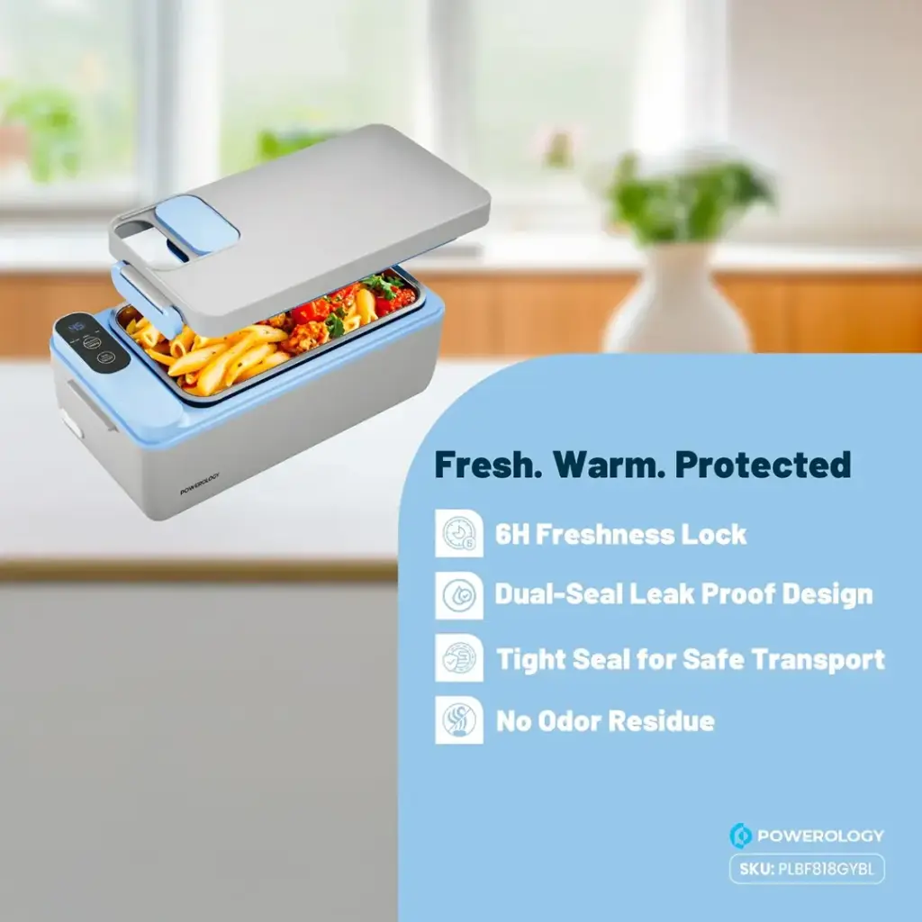 Powerology Lumo Portable Heated Lunch Box - Gray Blue4.webp