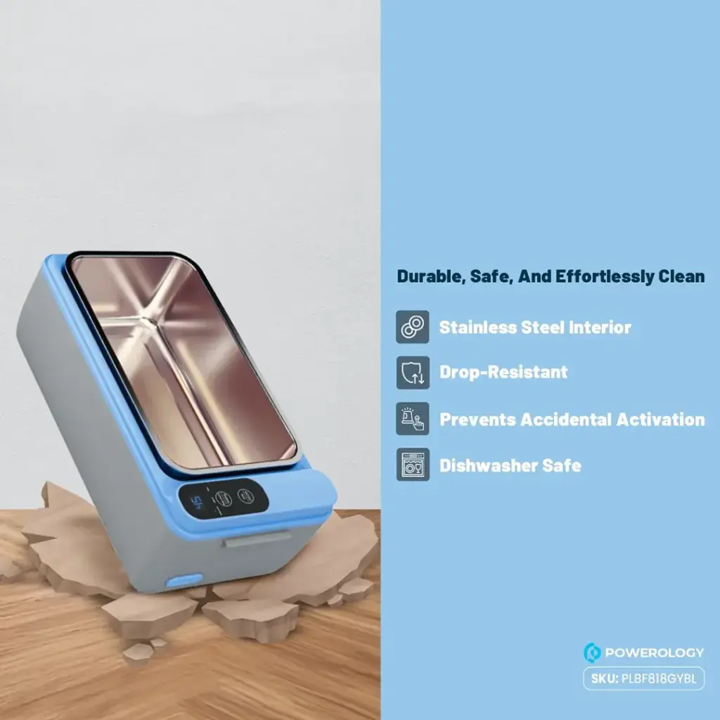 Powerology Lumo Portable Heated Lunch Box - Gray Blue.webp