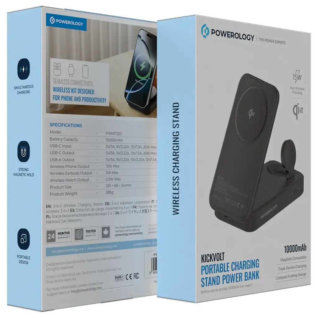 Powerology Kickvolt Portable Charging Stand Power Bank - Black.webp