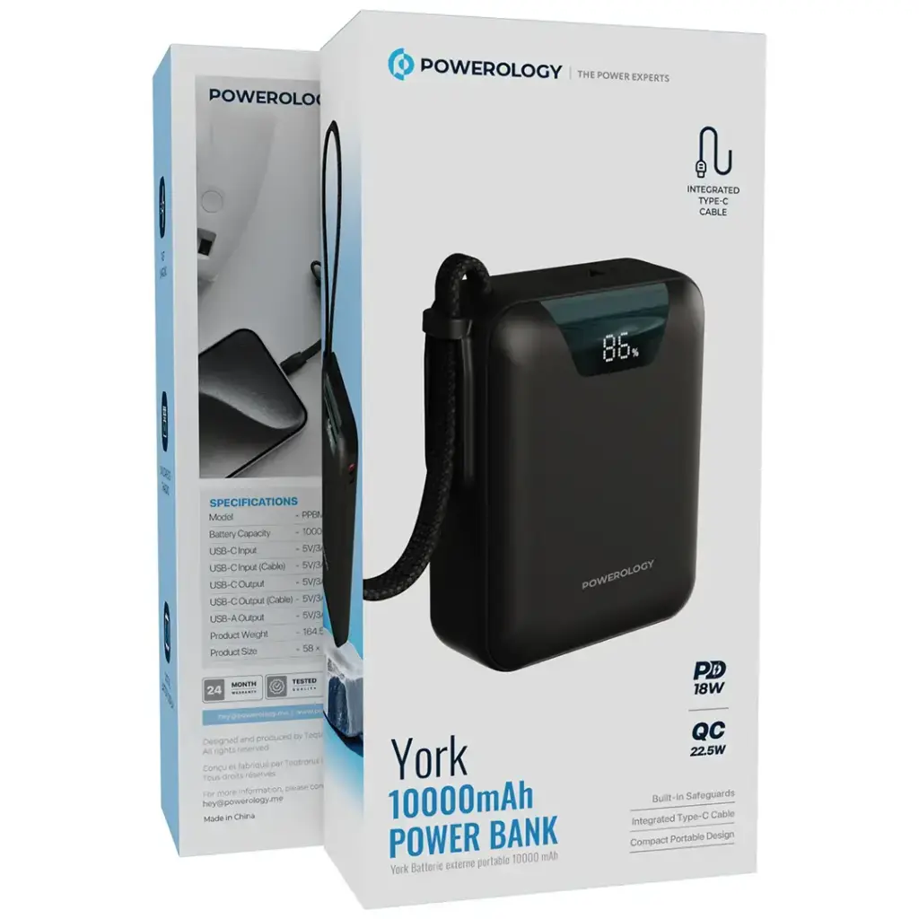 Powerology York 10000mAh Power Bank - Black (3).webp