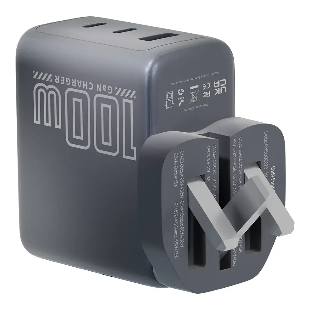 Powerology Voltflow 100W AVS GaN Wall Charger - Gray5.webp