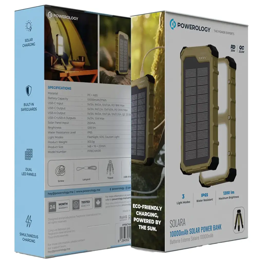 Powerology Solara Solar Power Bank - Khaki3.webp
