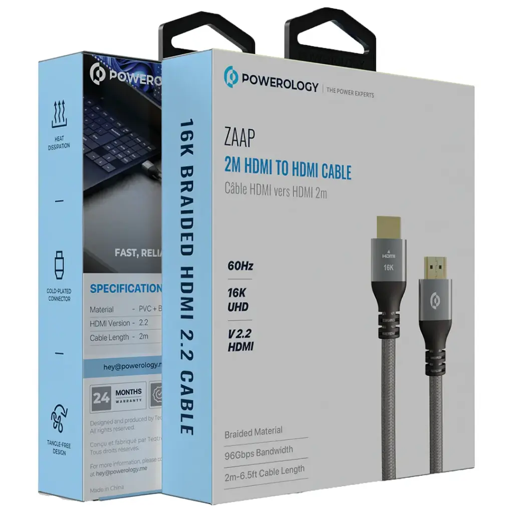 Powerology Zaap 2m HDMI to HDMI Cable - Gray3.webp