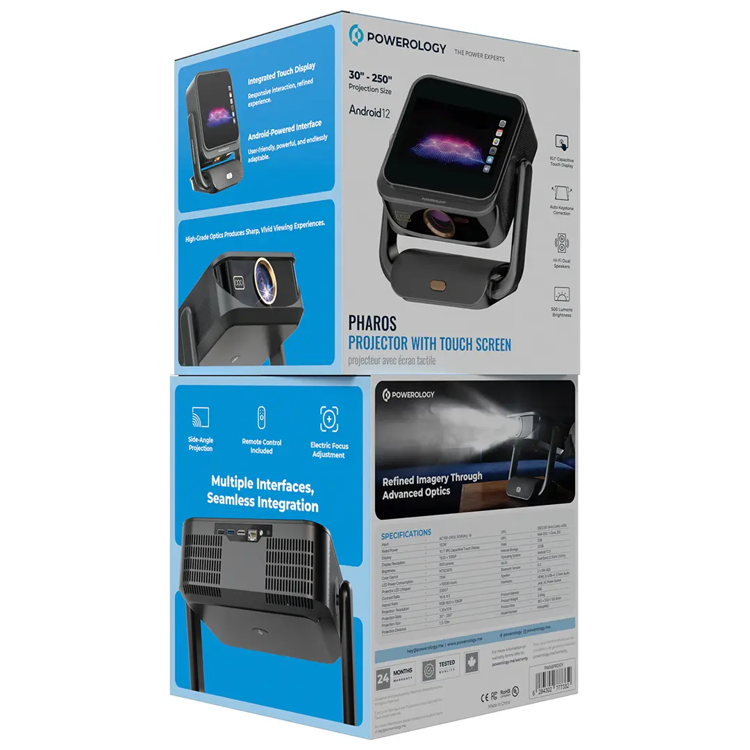 Powerology Pharos Projector with Touch Screen - Gray