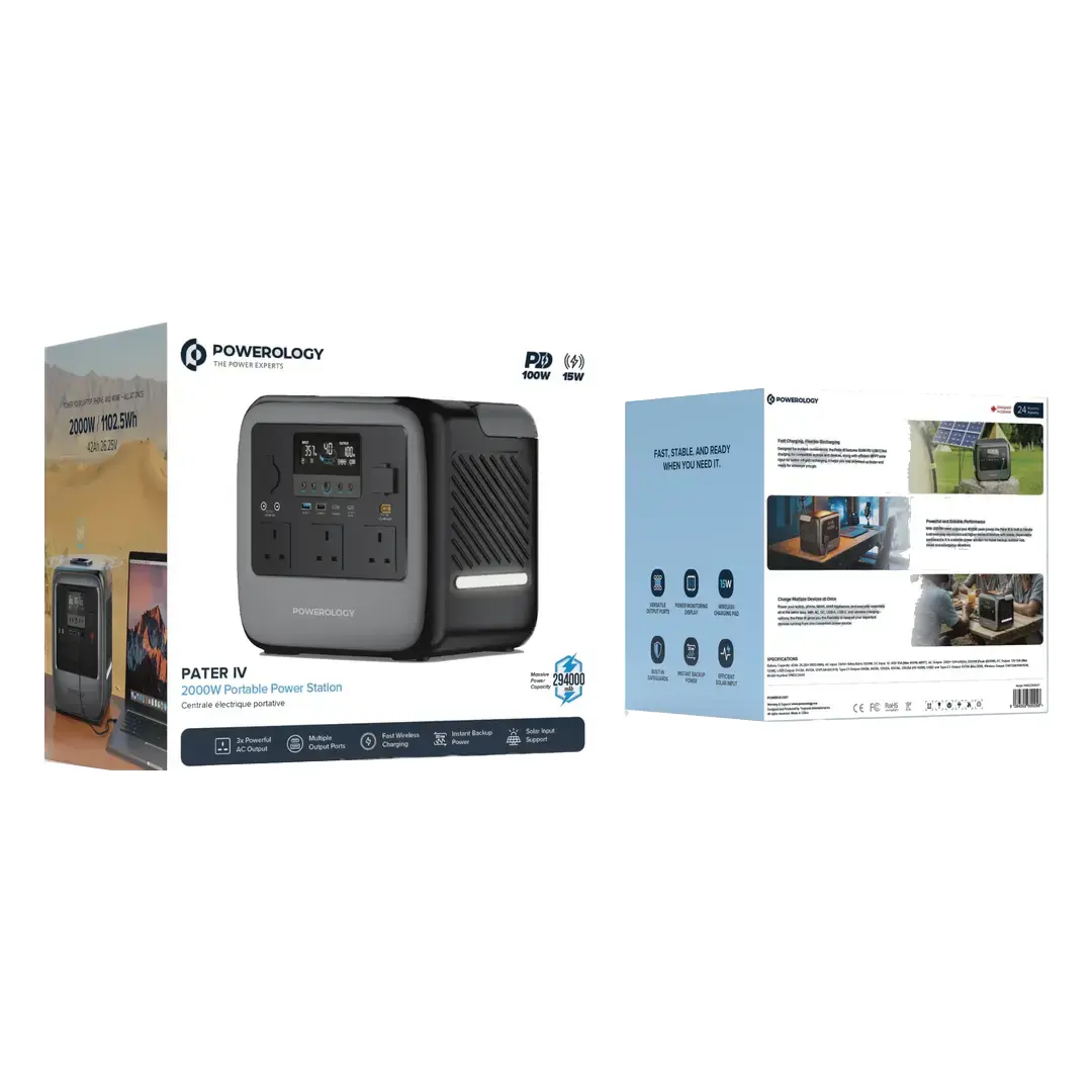 Powerology Pater IV Portable Power Station 2000W 1102.5Wh - Grey