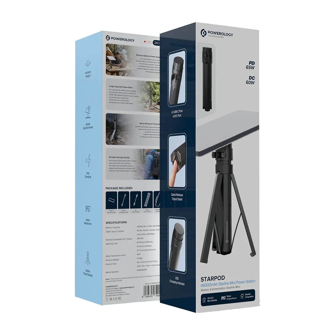 Powerology StarPod 45000mAh Starlink Mini Power Station - Grey