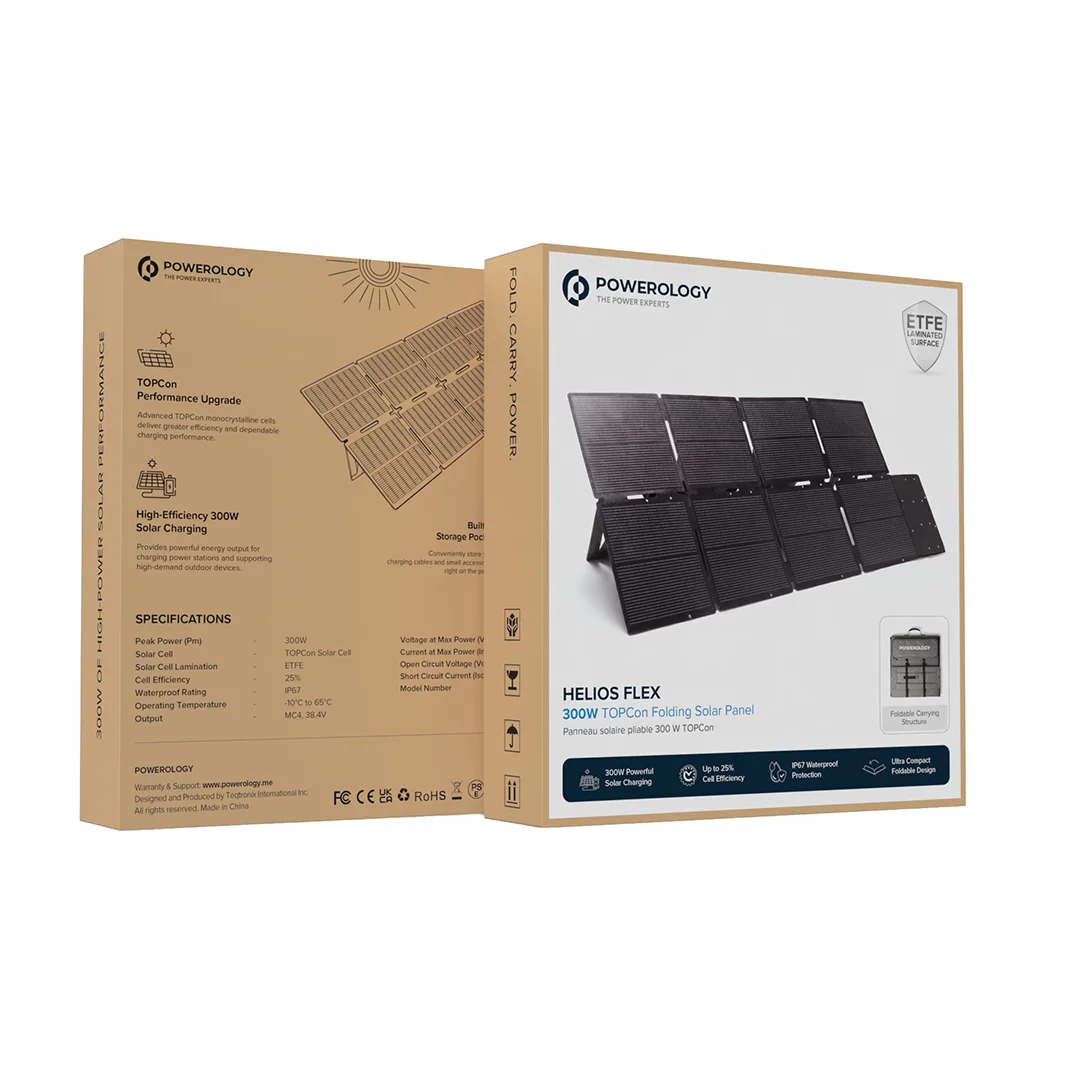 Powerology Helios Flex 300W TOPCon Folding Solar Panel - Black