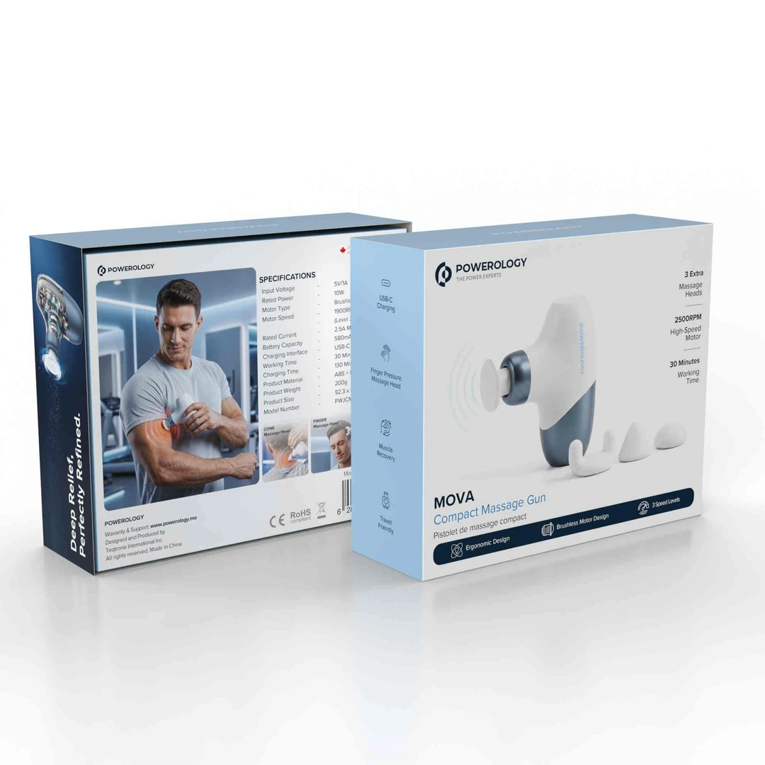 Powerology Mini Pocket Massager – White & Blue