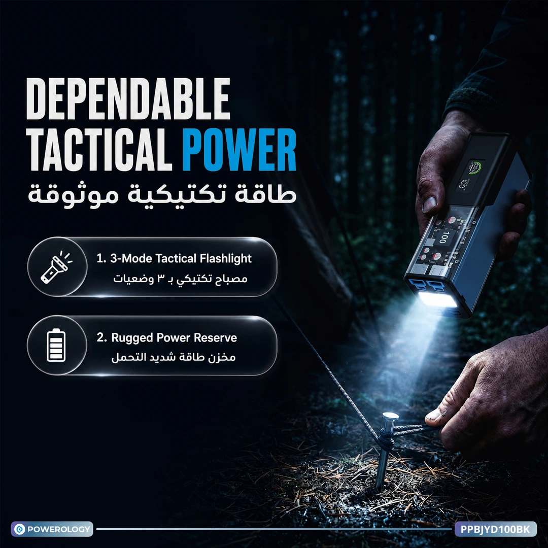 Powerology ÉNERGIE 27000mAh Power Bank 130W, AC/USB-C/USB-A