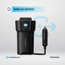 Powerology 150W Inverter AC Universal USB A 2type-C DC Car 12V10A - Black
