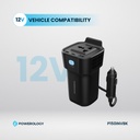 Powerology 150W Inverter AC Universal USB A 2type-C DC Car 12V10A - Black
