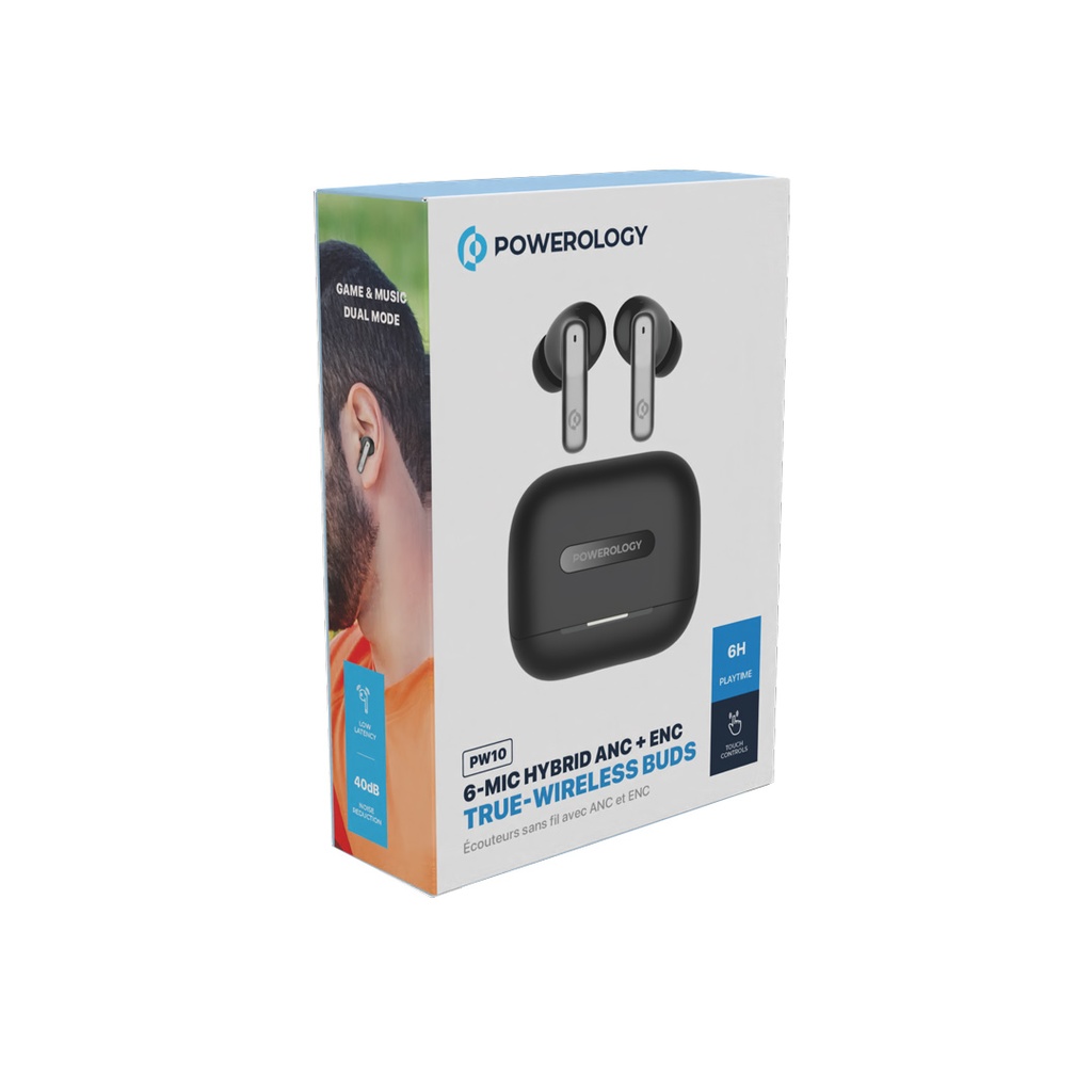 Powerology 6 Mic Hybrid ANC + ENC True Wireless Buds 