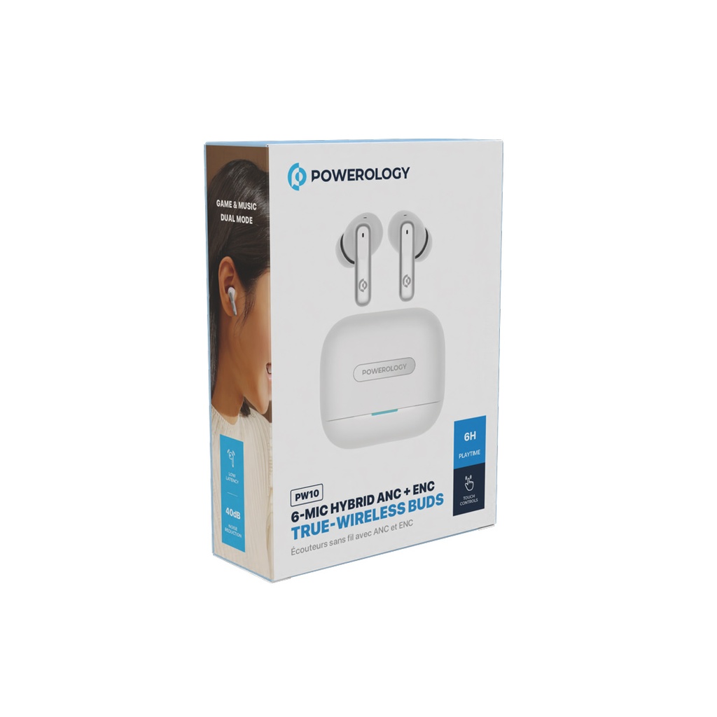 Powerology 6 Mic Hybrid ANC + ENC True Wireless Buds 