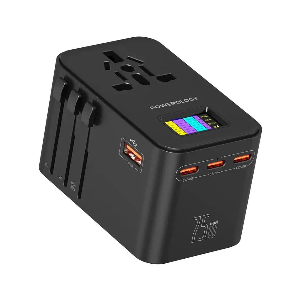 Powerology GaN 75W Universal Charger - Black
