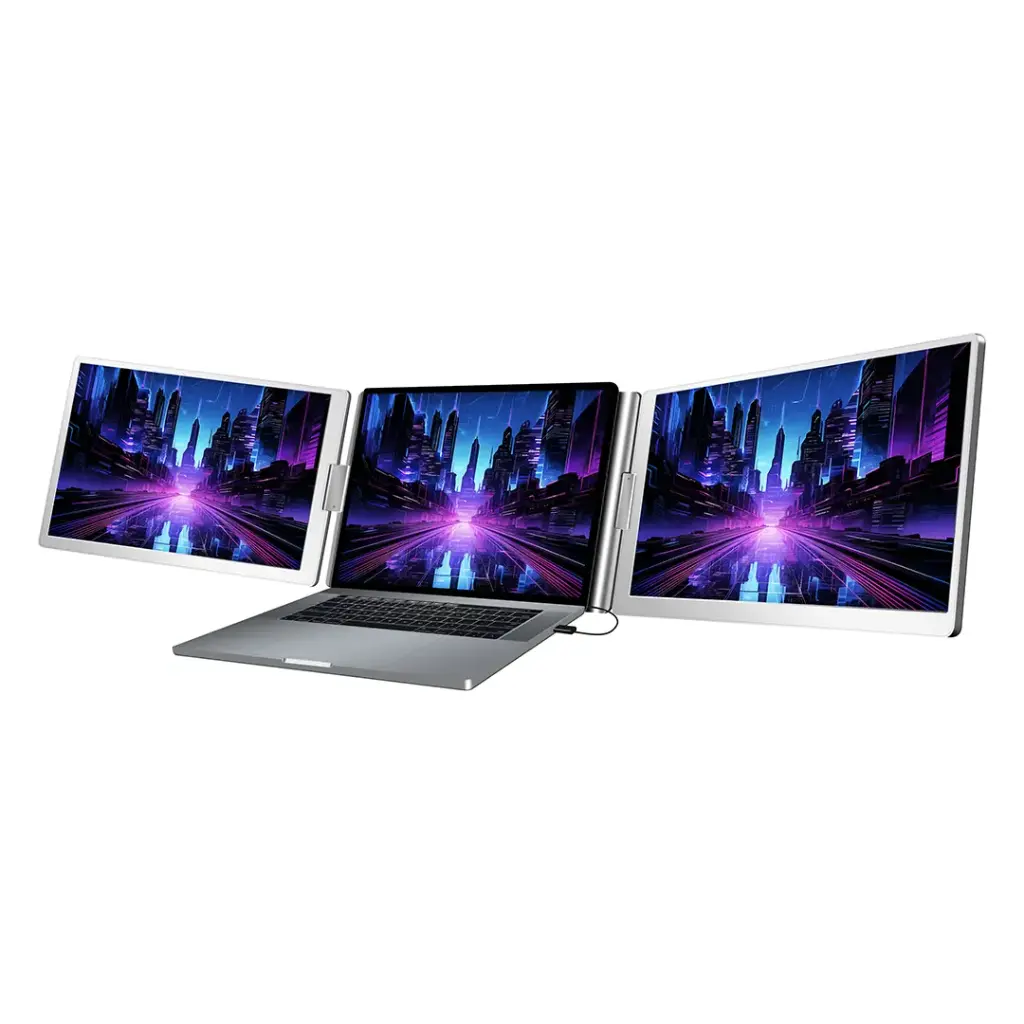 Powerology Dual Screen Portable Monitor - Silver