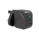 Powerology Gan Dual USB-C Wall Charger - Black