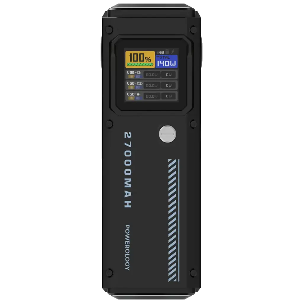 Powerology 27000mAh Smart Display Power Bank - Black
