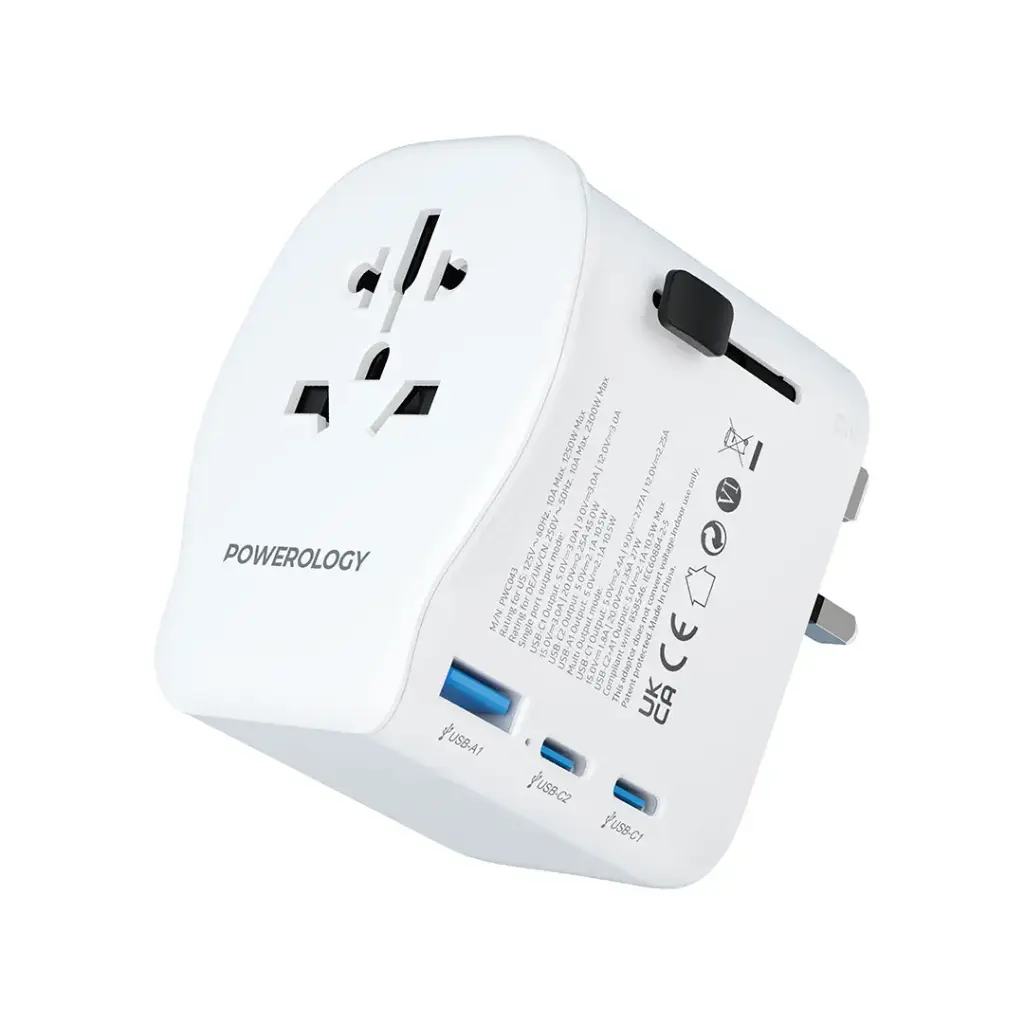 Powerology Universal Travel Adapter 2300W - White