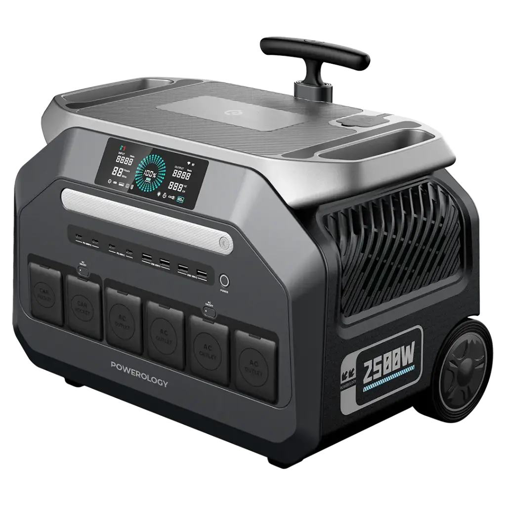 Powerology Solar Input Portable 640000mAh Generator - Black