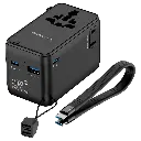 Powerology 2500W Universal Travel Adapter with 4000mAh Power Bank - Black