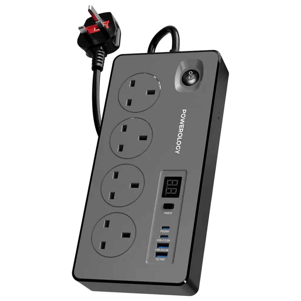 Powerology 4AC 2990W Power Strip - Black
