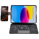 Powerology DynaBoard Wireless Keyboard Case with MagSafe Phone Holder for iPad 10th Gen - Black