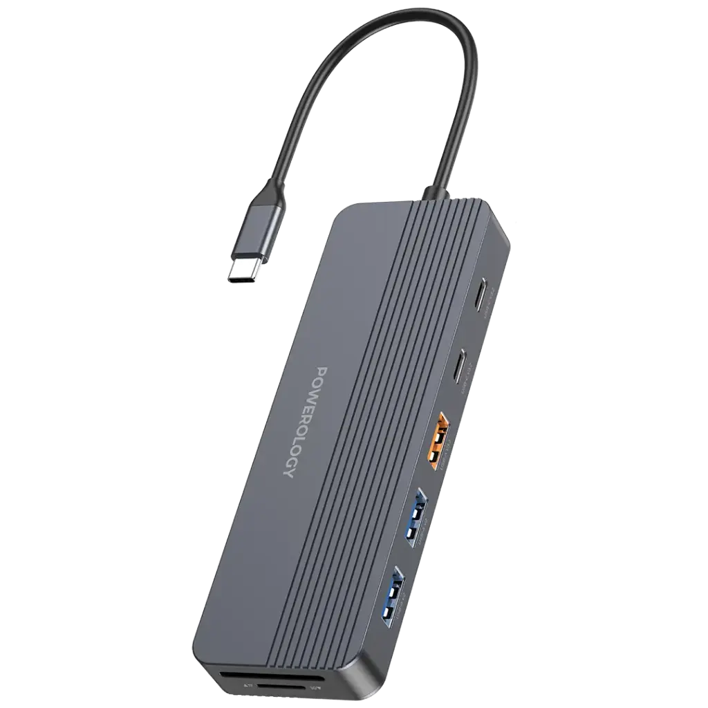 Powerology 12-in-1 USB-C Multi-Port HUB - Gray
