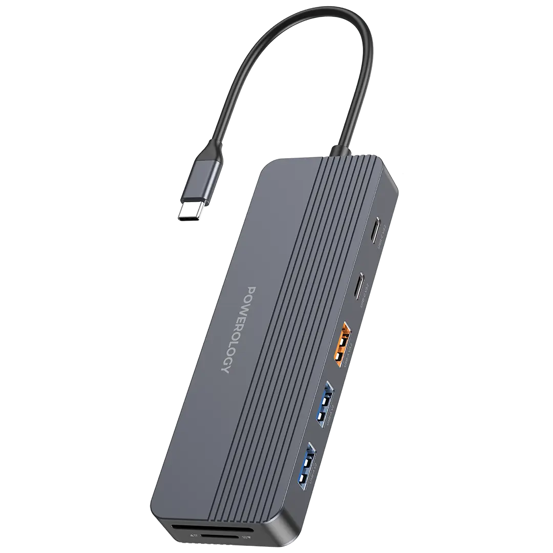 Powerology 12-in-1 USB-C Multi-Port HUB - Gray