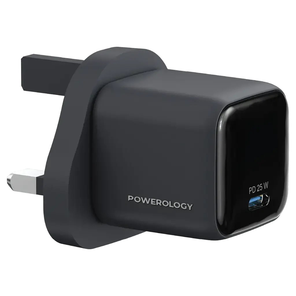 Powerology Volt-X 25W Mini Gan Wall Charger - Black
