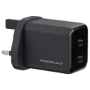 Powerology Volt-X 45W Dual-Port GaN Wall Charger - Black