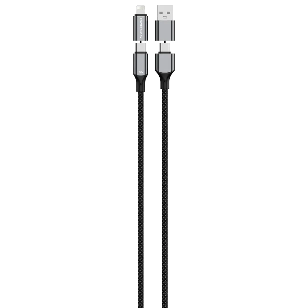 Powerology 4-In-1 Charging & Data Transfer Cable - Black