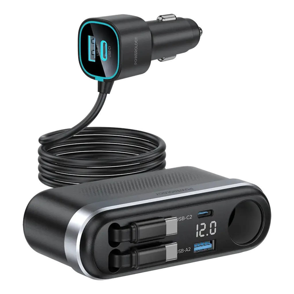 Powerology Currnex 60W Multi-Port Car Charger - Black