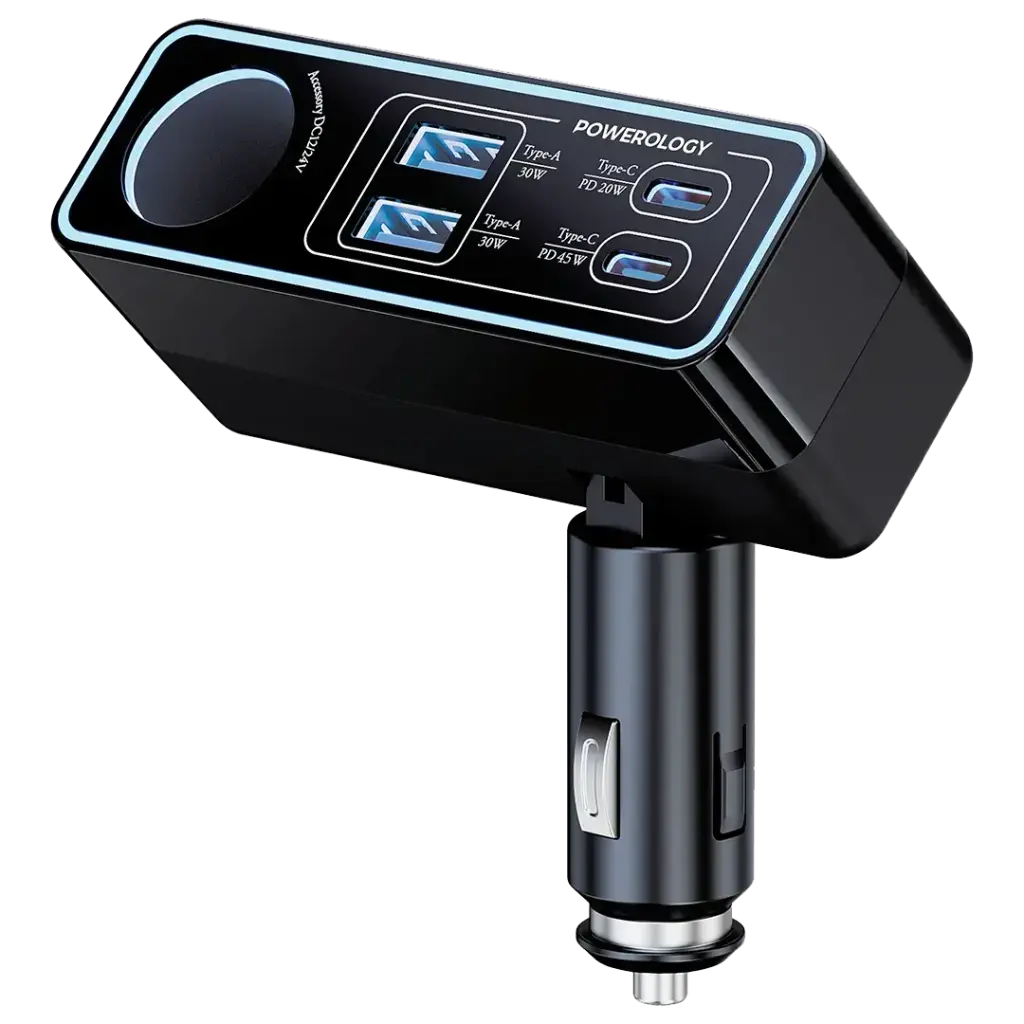 Powerology Brio 125W Multi-Port Car Charger - Black