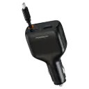 شاحن سيارة باورولوجي سايبر 81 واط مع كابل USB-C قابل للسحب – أسود