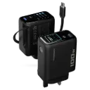 محول Powerology 100W TFT مع كابل Type-C قابل للسحب - أسود