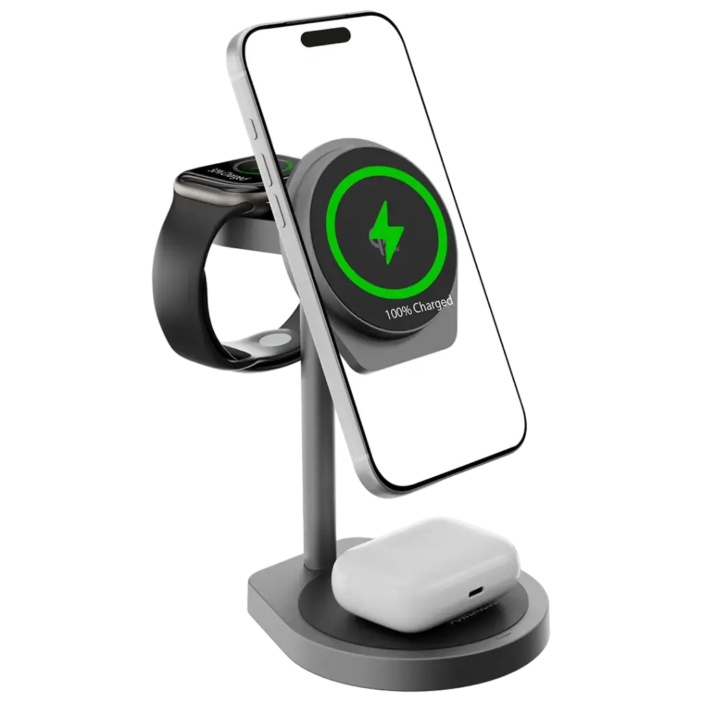 Powerology Eifel 3-In-1 Wireless Charger - Gray