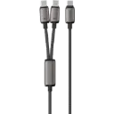 Powerology Zinco Series 2-In-1 Dual USB-C Cable - Dark Gray