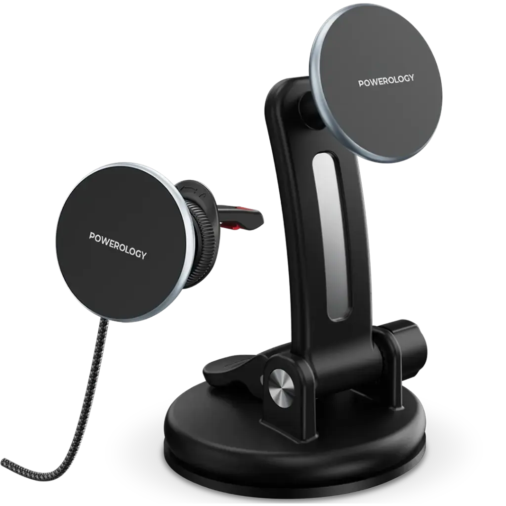 Powerology Airwave Magnetic Wireless Car Charger - Gray