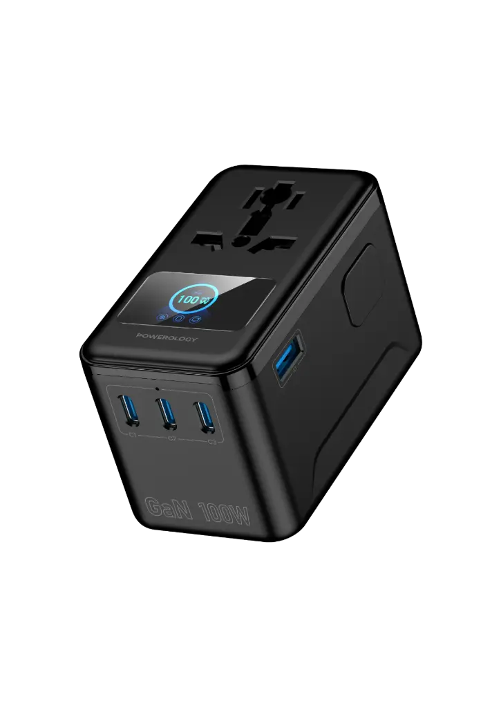 Powerology Voltvoya GaN Travel Adapter PD 100W - Black
