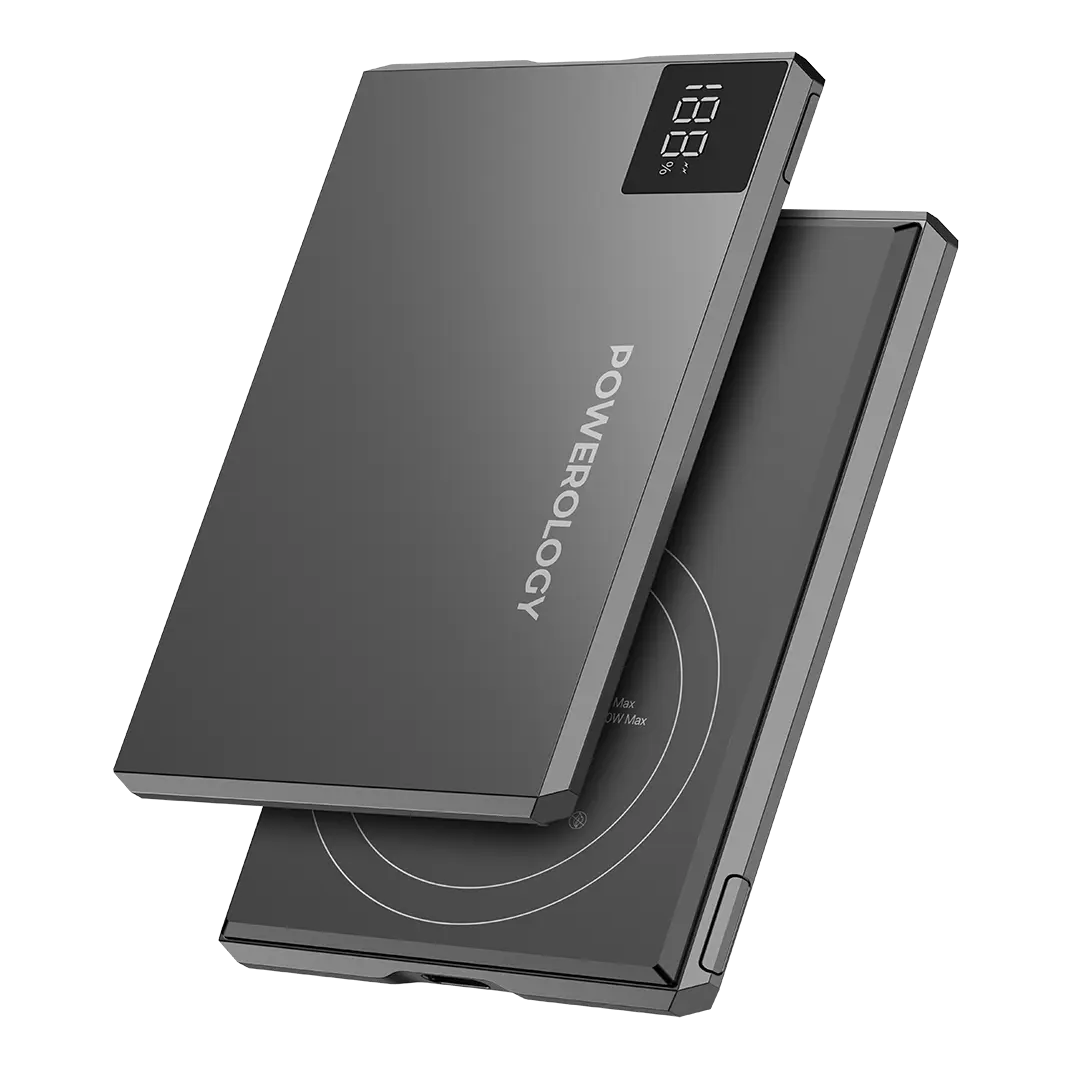 باورولوجي تيندر باوربانك نحيف 5000mAh متوافق مع MagSafe - رمادي