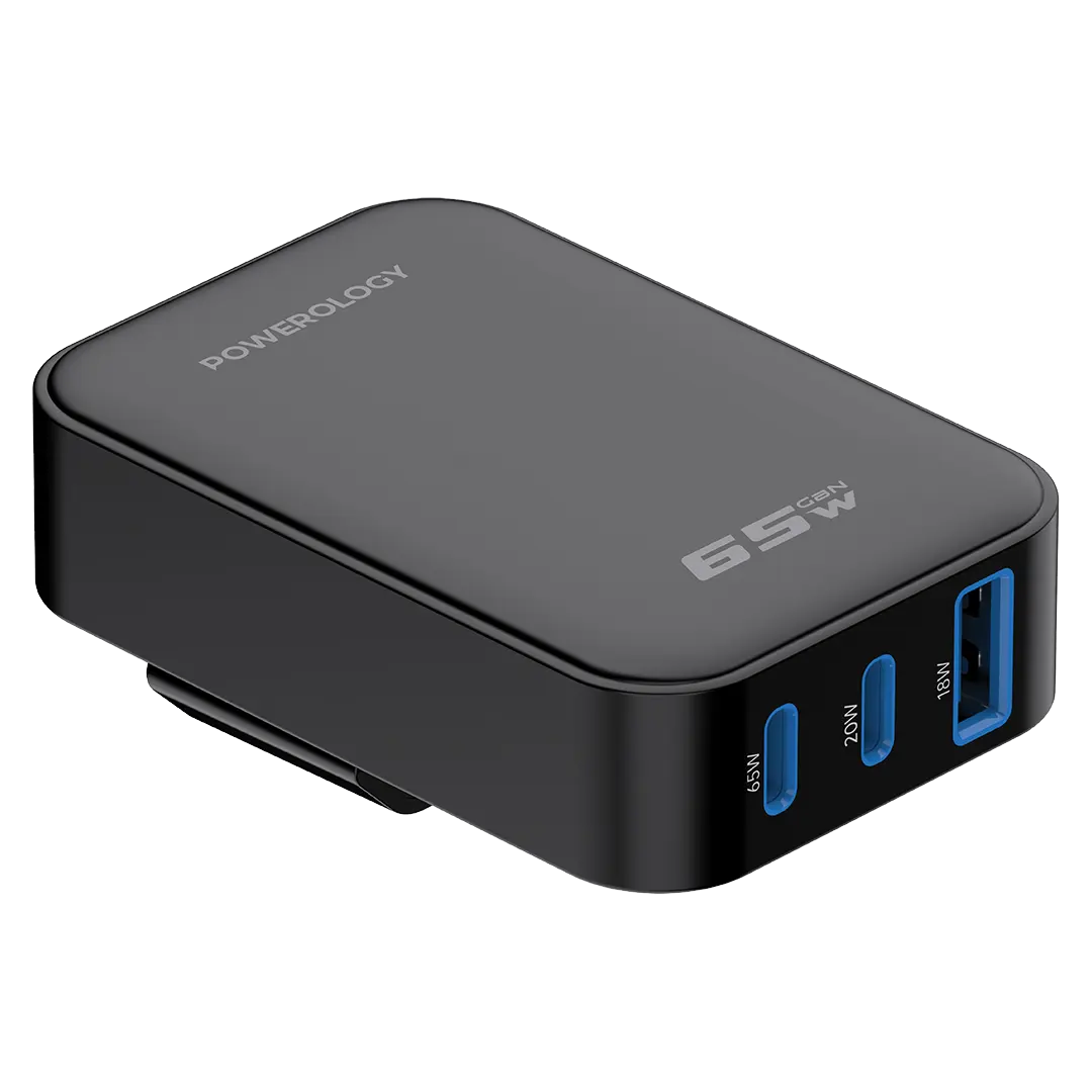 Powerology Crab Foldable EU GaN Charger - Black